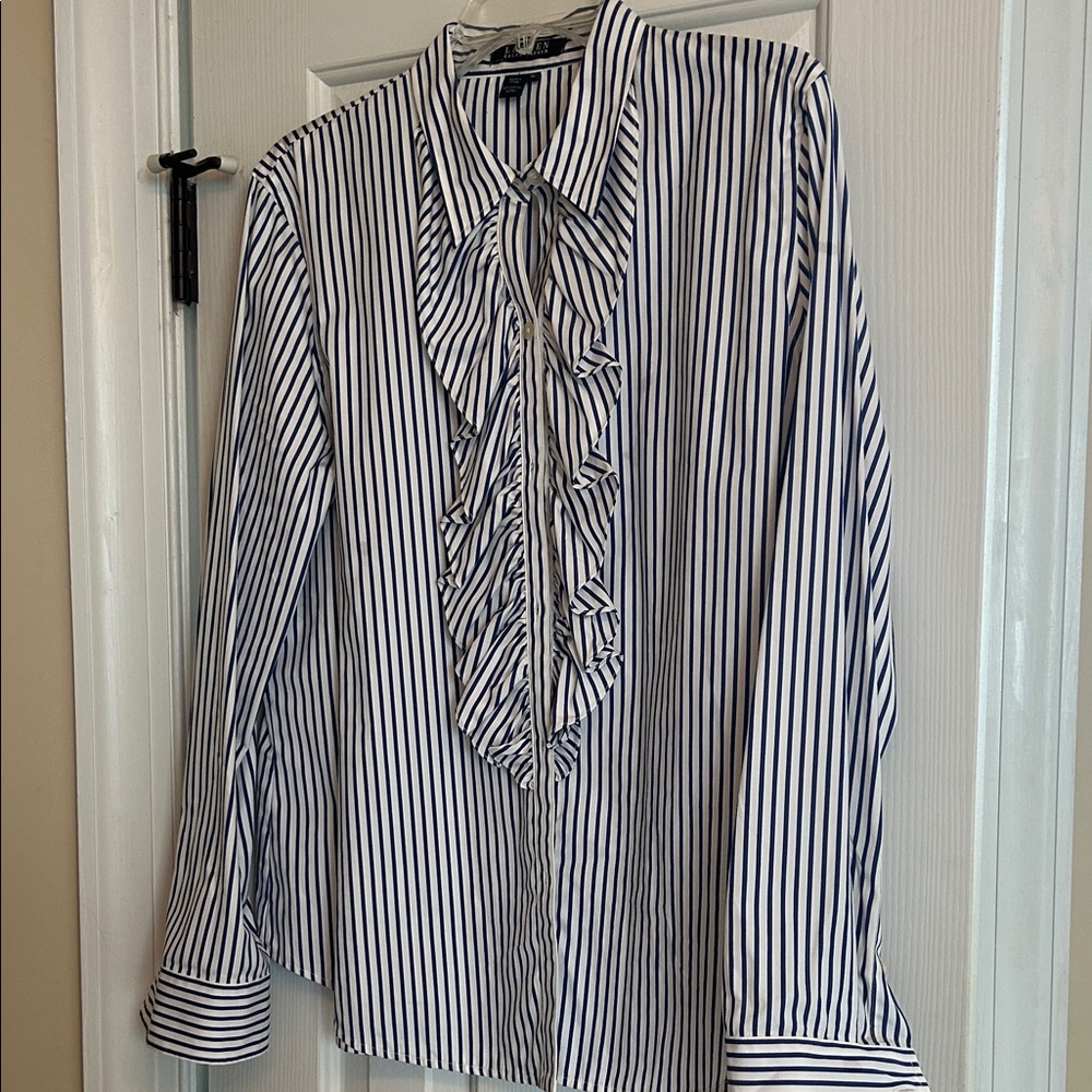 Ralph Lauren Blue and White Striped Blouse